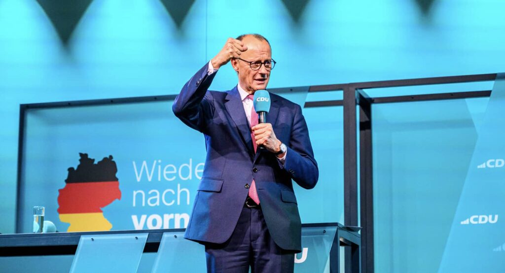 Friedrich Merz, the Christian Democratic candidate for chancellor, January 2025. Photo credit: IMAGO/Eibner via Reuters Connect.