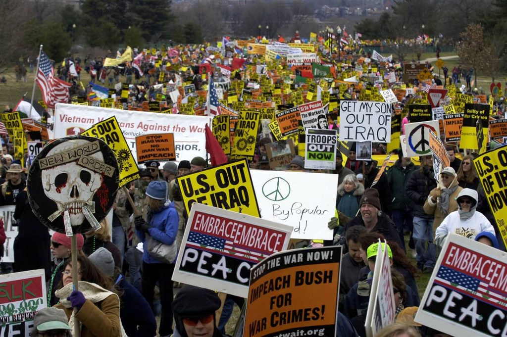 Progressives don’t determine policy, but their collective attitudes cannot be wished away. Protesters against the war in Iraq participate in the 'March on the Pentagon,' in 2007. Photo credit: REUTERS/Jonathan Ernst