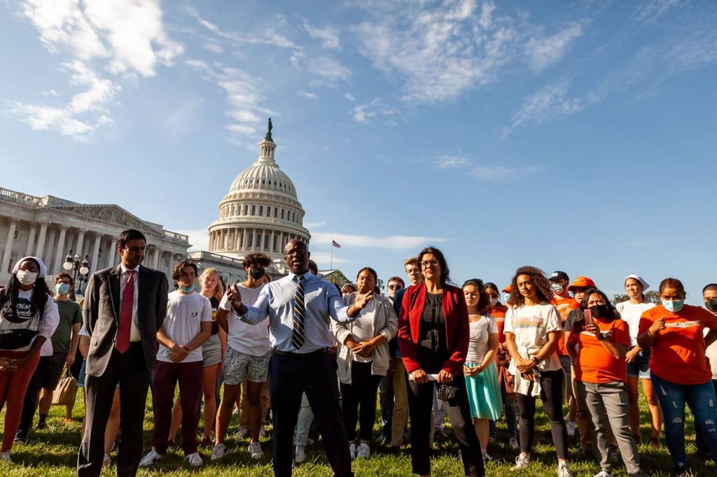 Despite all of its current travails, those who would write America off would be seriously mistaken. ”Squad” members Bowman and Tlaib speak at a sit-in at the US Capitol in support of the Build Back Better Act. Photo credit: Allison Bailey via Reuters Connect