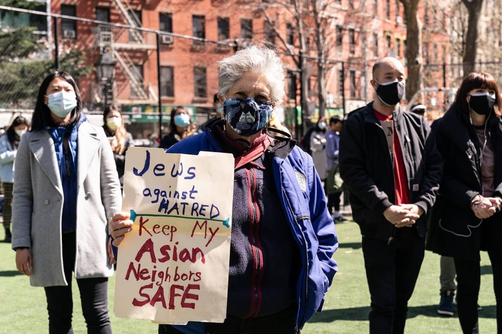 A rally in New York in support of Asian American communities, in April. Photo credit: Lev Radin/Sipa USA via Reuters Connect