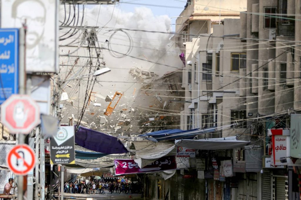 Use of force without implementing the grand strategy of a power is not likely to deliver long-term results. Debris fly following an Israeli strike in Khan Younis, Gaza Strip, in May 2021. Photo credit: REUTERS/Ibraheem Abu Mustafa