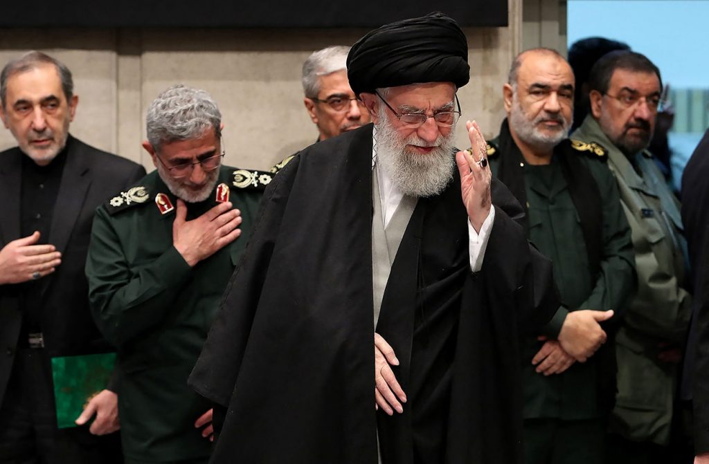 Iran's Supreme Leader Ayatollah Ali Khamenei with Commander Of The Quds Force Of The Islamic Revolutionary Guard Corps Esmail Qaani. Photo Credit: SalamPix/ABACA.