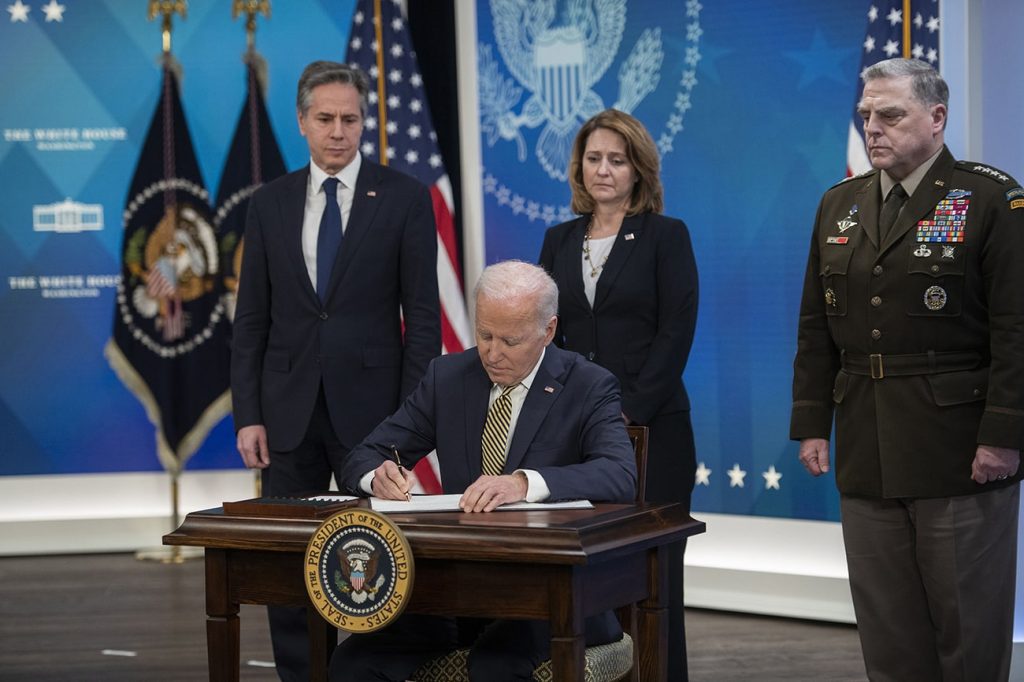 U.S. President Joe Biden Delivers Remarks On U.S. Assistance To Ukraine. Photo credit: Rod Lamkey/POOL via CNP/INSTARim via Reuters Connect.