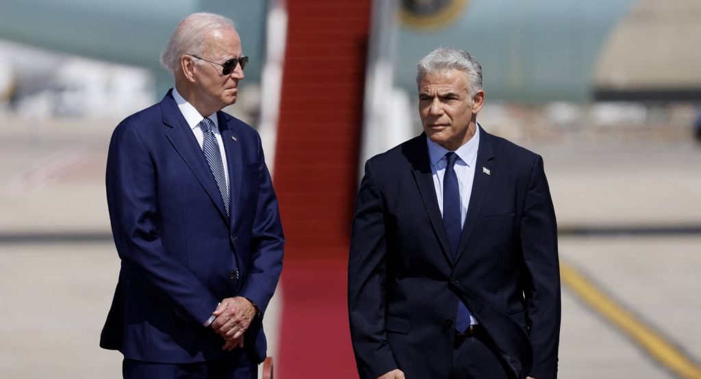 Seeks to “move the needle” on specific issues with the US. Israeli Prime minister Yair Lapid with U.S. President Joe Biden. Photo credit: REUTERS