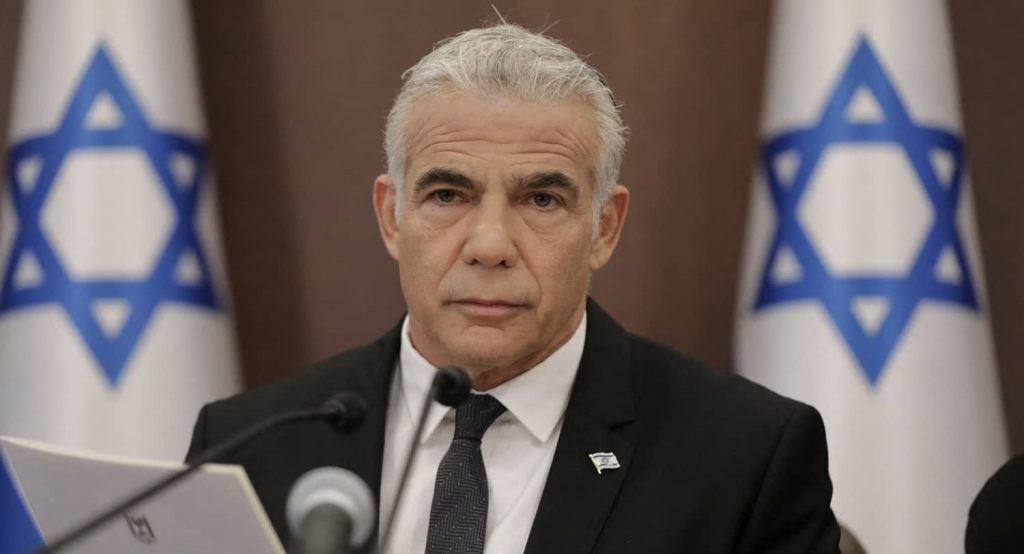 Israeli Prime Minister Yair Lapid attends a cabinet meeting in Jerusalem. Photo credit: REUTERS