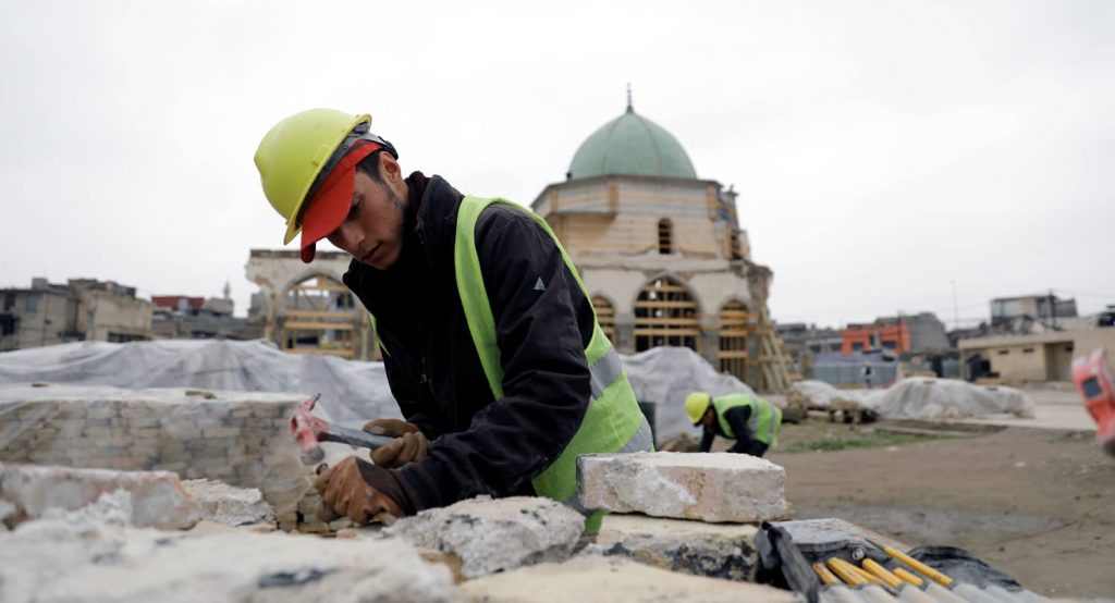 Reconstructing the Grand al-Nuri Mosque in the old city of Mosul, Iraq. Photo credit: Credit: REUTERS