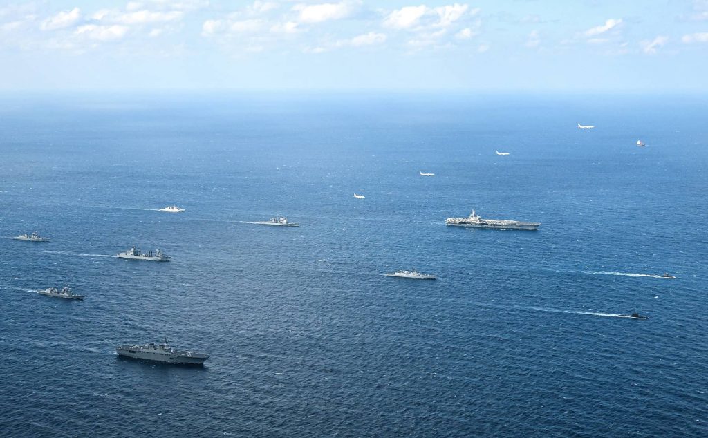 “Exercise Malabar’’ between navies of Japan, US, India, and Australia, November 2022. Photo credit: Hidenori Nagai for Pool / The Yomiuri Shimbun via Reuters Connect