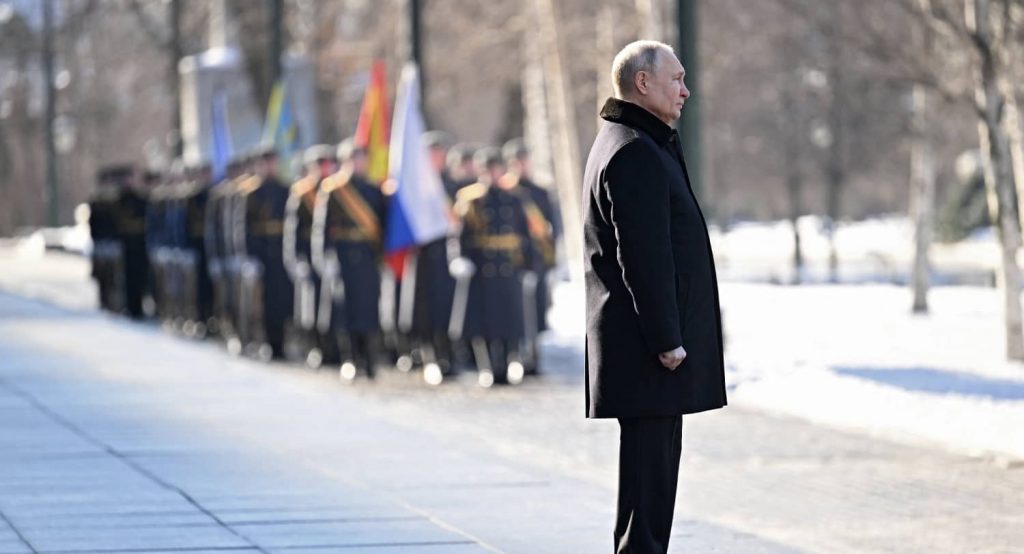 Russian President Vladimir Putin takes part in a ceremony on the "Defender of the Fatherland Day" in Moscow, February 23, 2023. Photo credit: via REUTERS