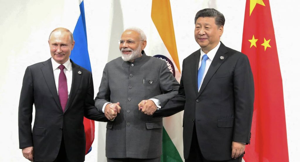 Russia's President Vladimir Putin, India's Prime Minister Narendra Modi and China's President Xi Jinping during the G20 summit in Osaka, Japan, June 2019. Photo credit: REUTERS