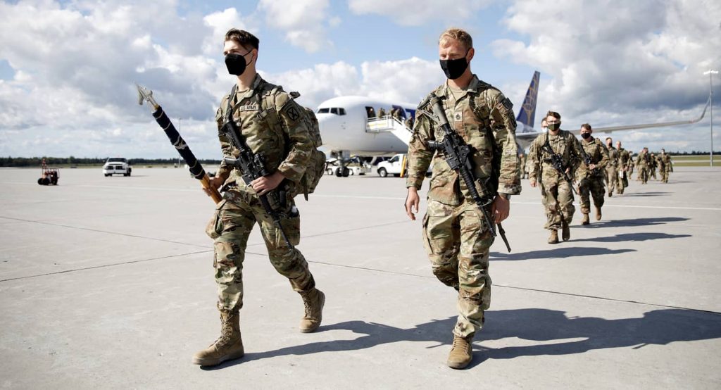 Soldiers return home from deployment in Afghanistan, Fort Drum, New York, September 2021. Photo credit: REUTERS/Brendan McDermid