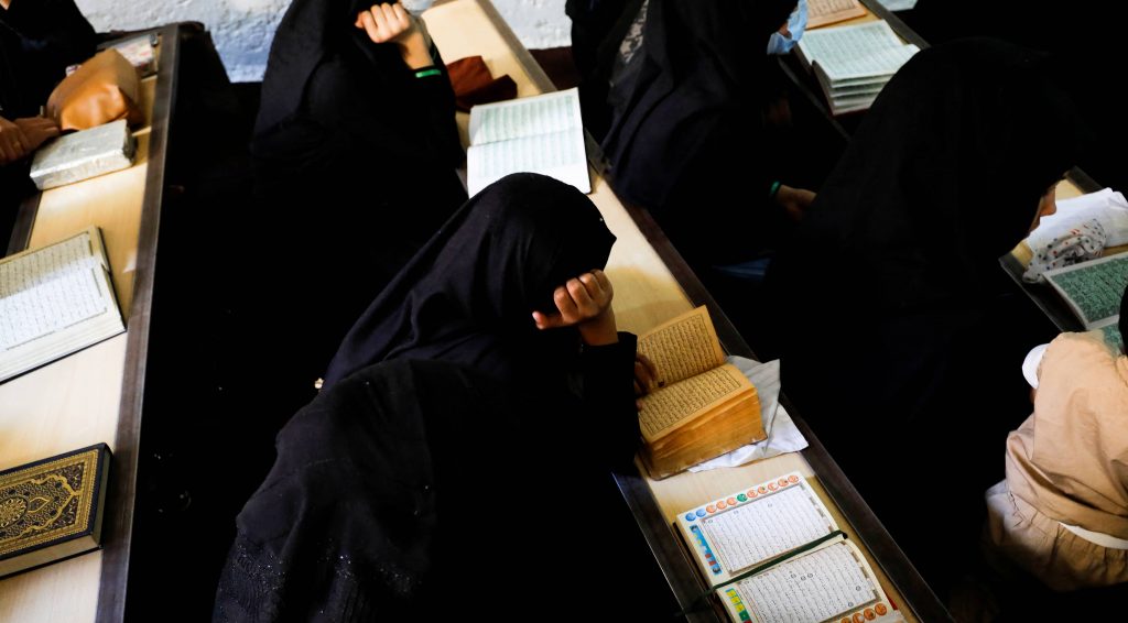 Afghan women learn how to read the Koran in a religious school in Kabul, October 2022. Photo credit: REUTERS/Ali Khara