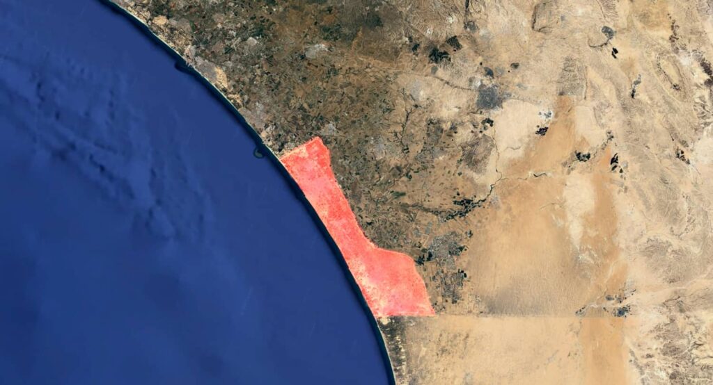 A 3D satellite map of the earth showing the Gaza Strip. Photo credit: Shutterstock