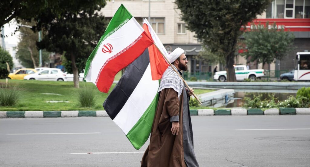 A pro-Hamas rally in Tehran, Iran, October 13, 2023. Photo credit: Sobhan Farajvan/Pacific Press/Sipa USA via Reuters Connect.