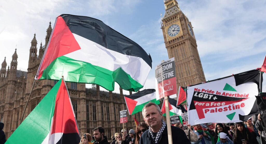 Pro-Palestinian demonstration in London, October 28, 2023. Photo credit: Ben Cawthra/Sipa USA via Reuters Connect.