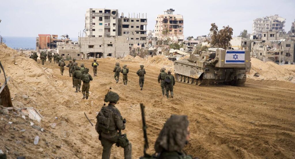 Israeli soldiers in the Gaza Strip, January 2024. Photo credit: Israel Defense Forces/Handout via REUTERS.