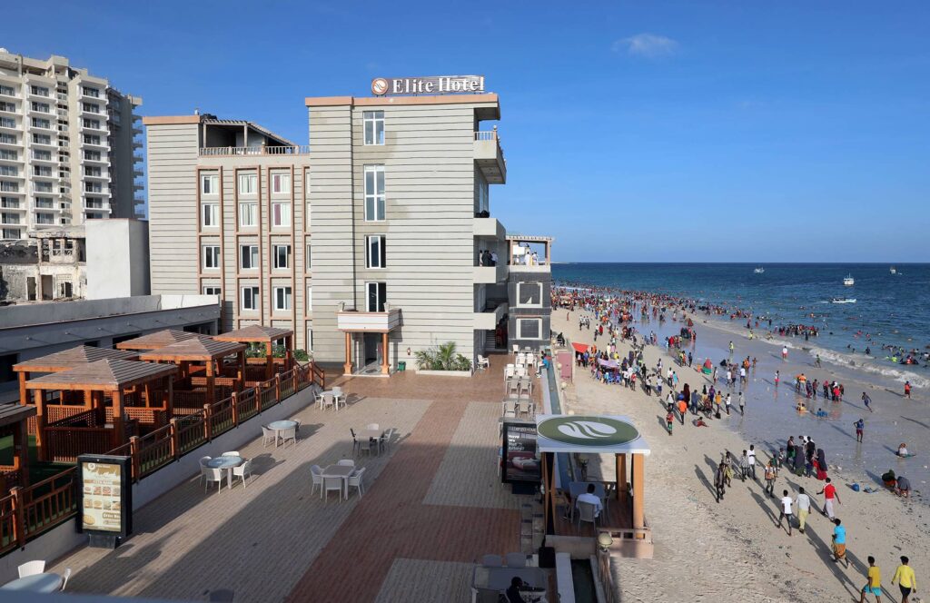 Somali hotel rises again after al-Shabaab bombing in Mogadishu, December 2020. Photo credit: REUTERS/Feisal Omar.