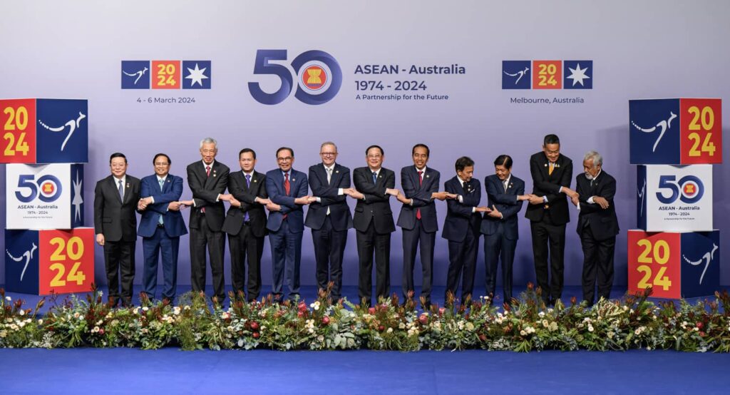 ASEAN and Australian leaders at a summit in Melbourne, Australia, March 4, 2024. Photo credit: George Chan / SOPA Images via Reuters Connect.