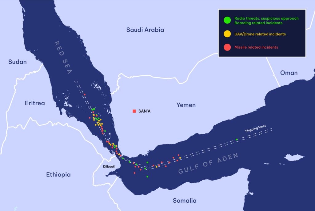 Iran and Houthi related maritime incidents