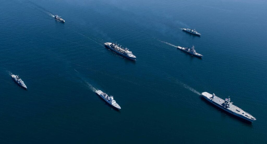 Navy ships from NATO member nations in sail. Photo credit: ZUMAPRESS.com via Reuters Connect.