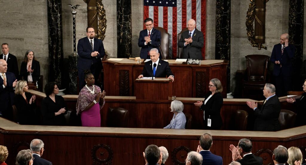 Israeli Prime Minister Benjamin Netanyahu addresses the Congress, July 24, 2024. Photo credit: REUTERS/Craig Hudson.