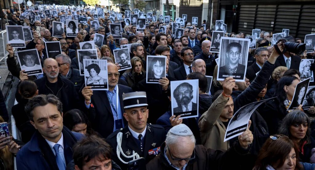 A memorial service 30 years after the AMIA attack, Buenos Aires, July 2024. Photo credit: Cristina Sille/dpa via Reuters Connect.