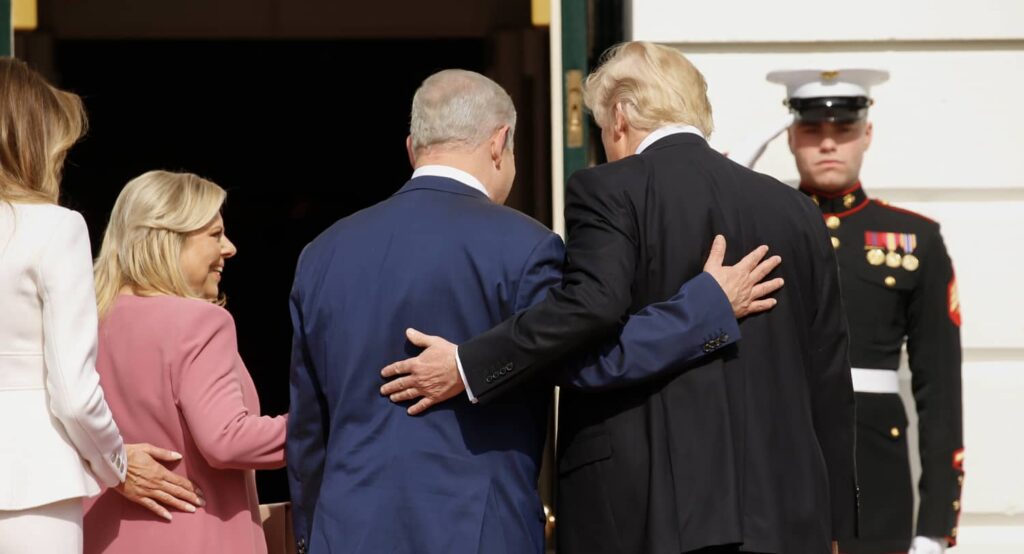 President-elect Donald Trump and with Israeli Prime Minister Benjamin Netanyahu. Photo credit: REUTERS/Kevin Lamarque.