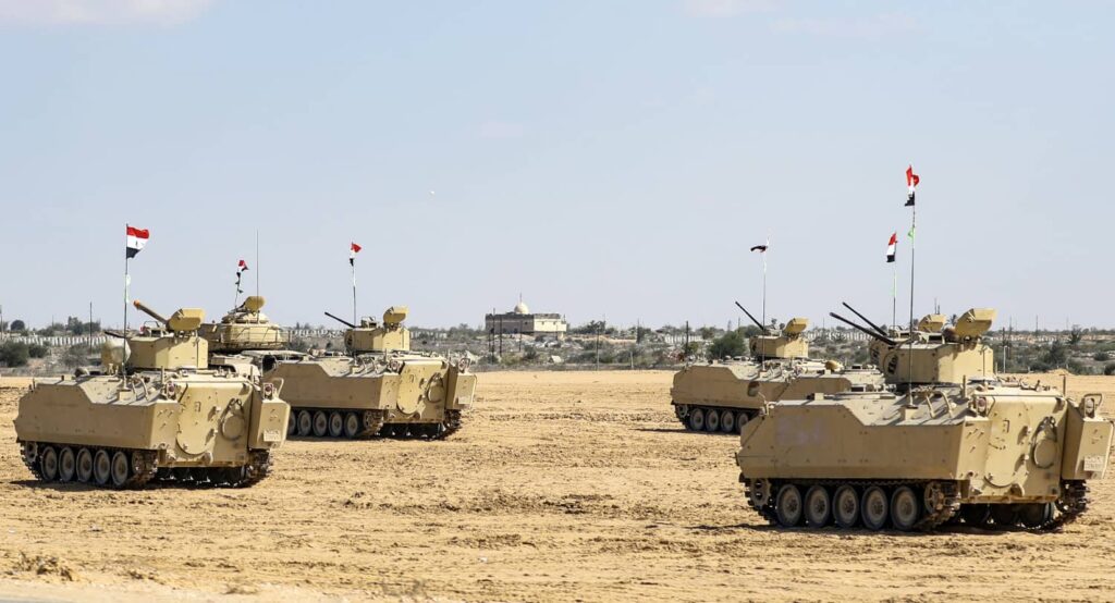 Egyptian tanks at the Rafah border crossing between Egypt and the Gaza Strip. Photo credit: Gehad Hamdy/dpa via Reuters Connect.