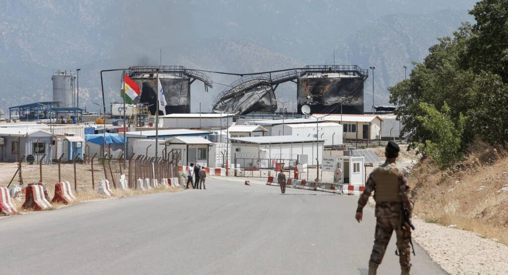 An oilfield in Iraq’s Kurdistan region after a drone attack, July 2025. Photo credit: REUTERS/Azad Lashkari.